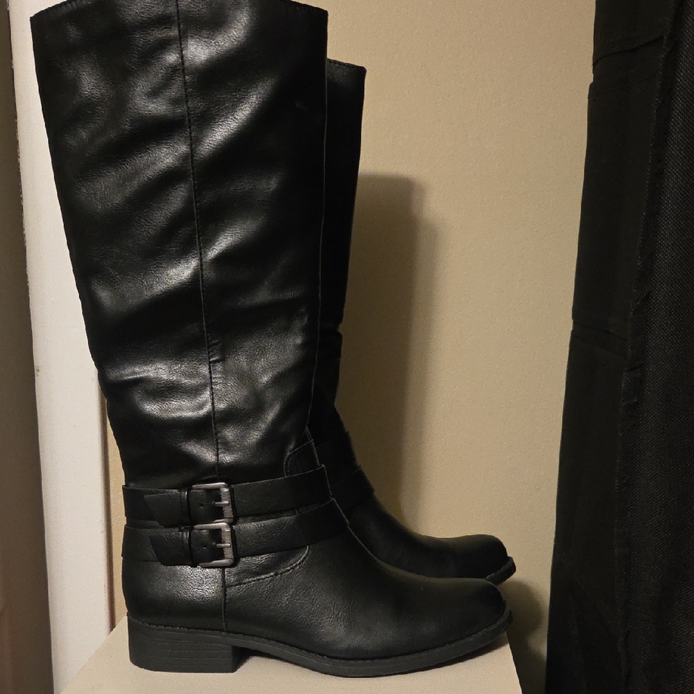 Macy's Style & Co Elegant Black Buckle Heeled Boots